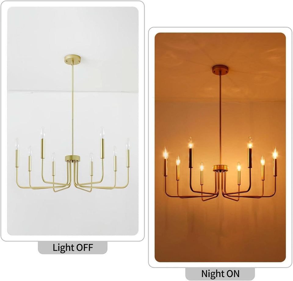 Gold Farmhouse Chandelier 8 Lights for Dining Room