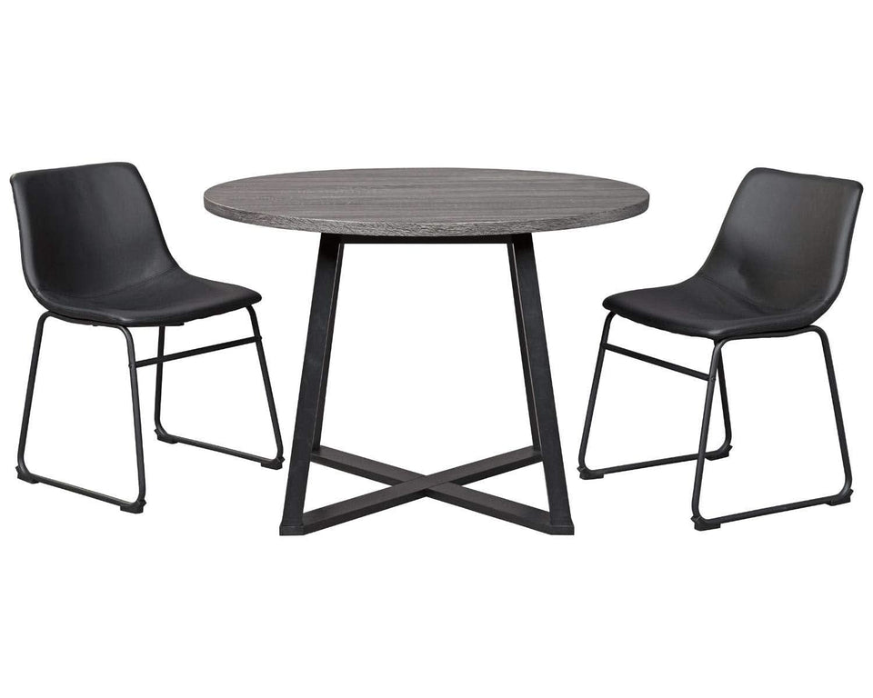 Centiar Mid Century Round Dining Table Gray Metal Legs