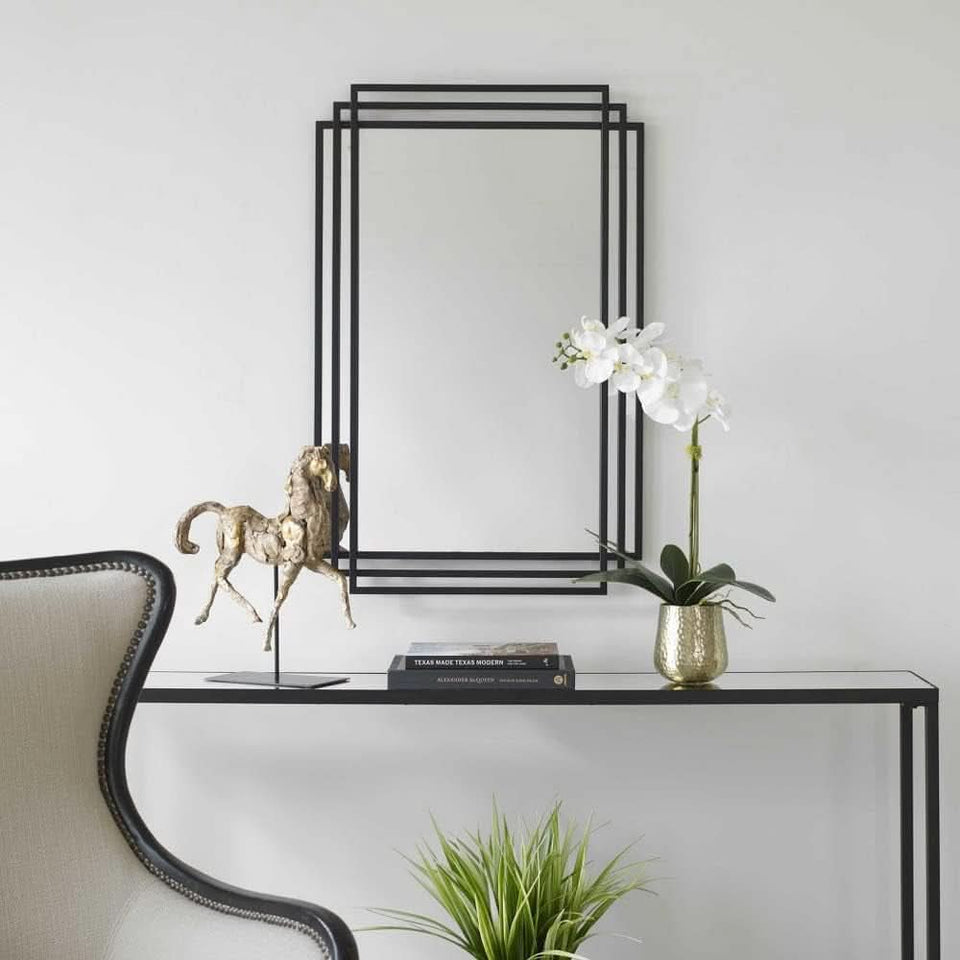 Amherst Matte Black Iron Mirror 36.5 Tall 23.75 Wide