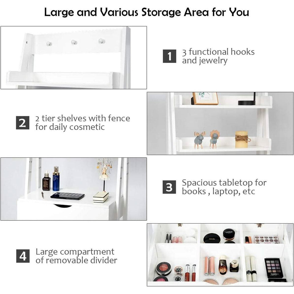 3 In 1 Vanity Table With Flip Top Mirror Makeup Desk