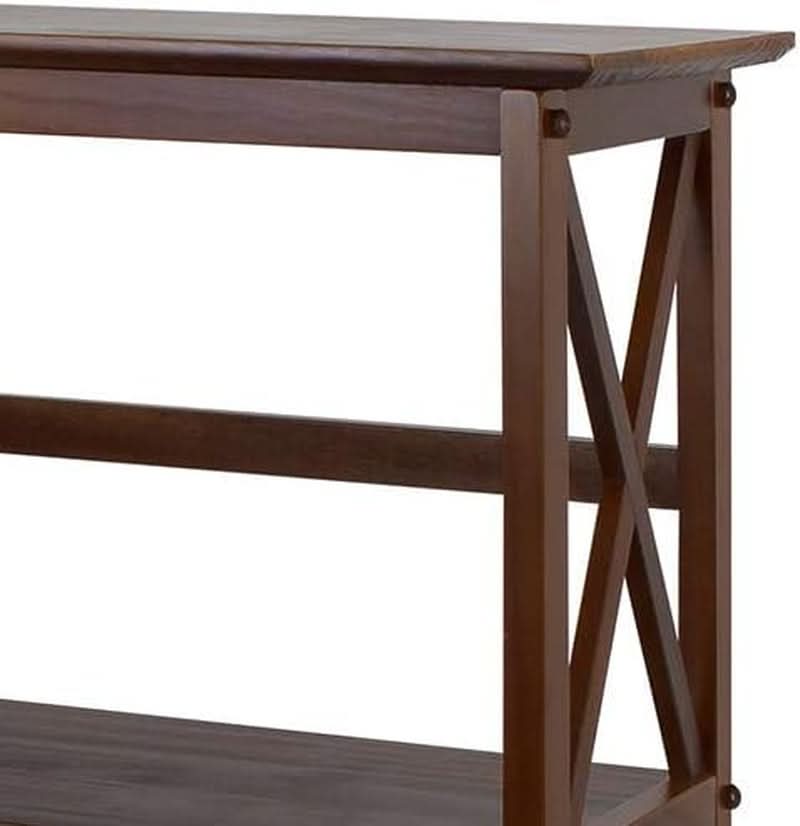 Shelf Bookcase With X Design Three Shelf Storage For Books