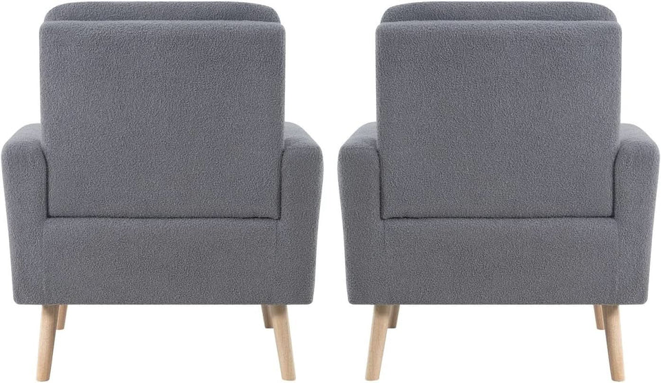 Gray Mid Century Modern Plush Upholstered Armchair