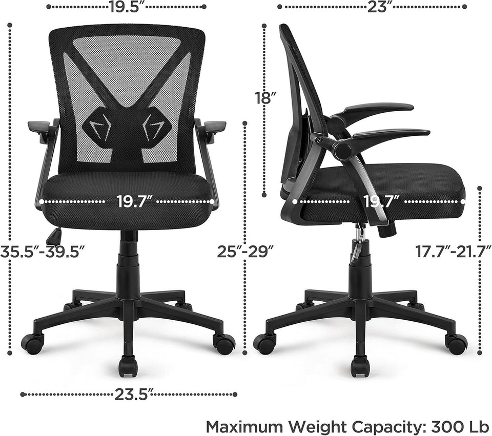 Black Ergonomic Mesh Office Chair With Adjustable Height