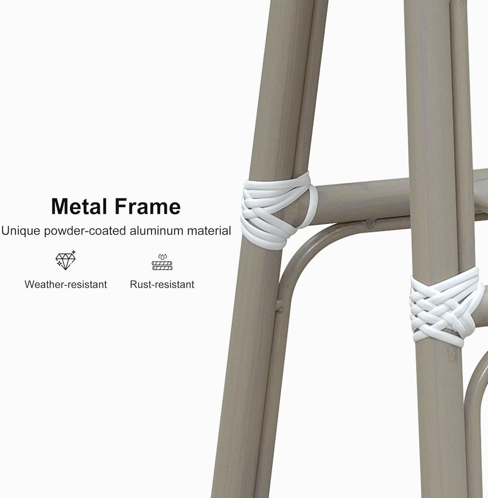 French Style Outdoor Bar Stools Set Of 2 27 Inch White And Grey