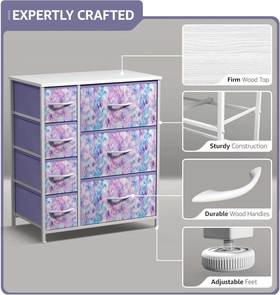 Kids Dresser With 7 Drawers And Fabric Bins Included