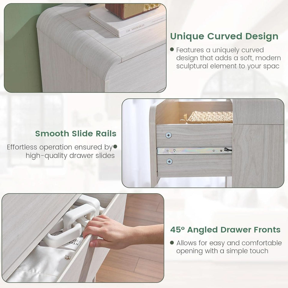 47 Inch White Dresser With Six Drawers Anti Tip Design