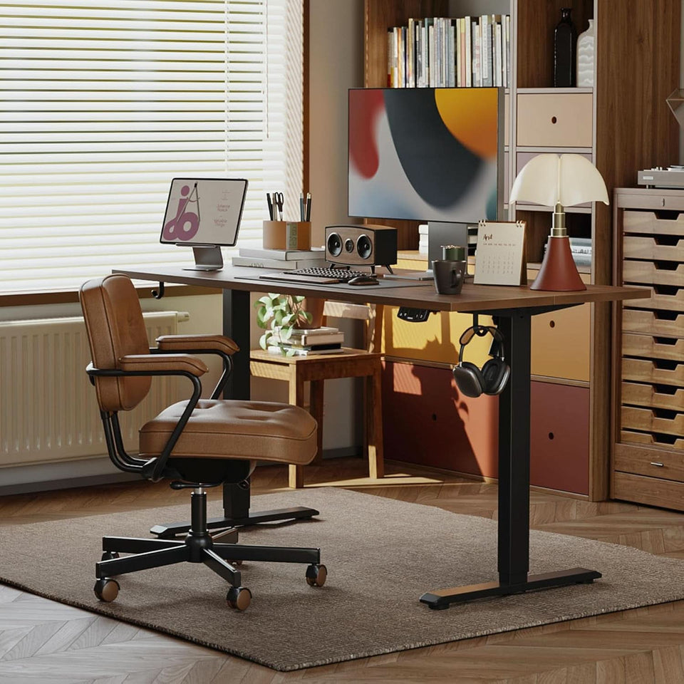 Electric Standing Desk 48x24 Height Adjustable Dark Walnut