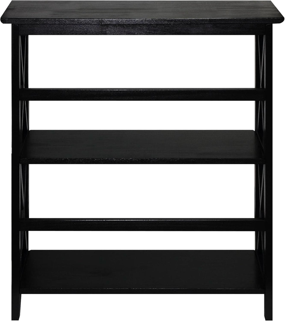 Three Shelf Solid Wood Bookcase For Living Room Storage