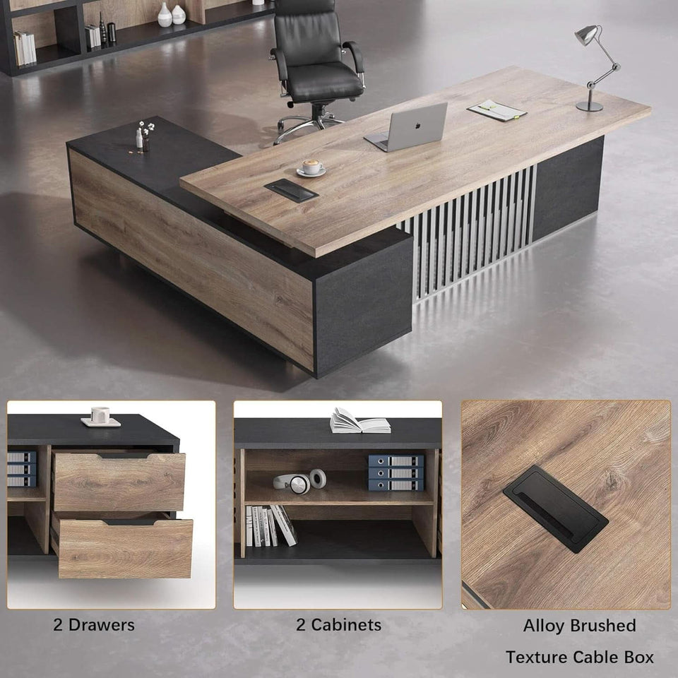 Spacious Executive Desk With Ample Storage Drawers