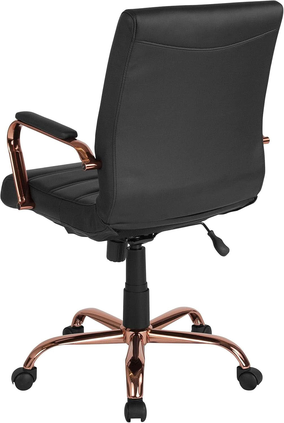 Whitney Mid Back LeatherSoft Desk Chair With Adjustable Height Black Rose Gold