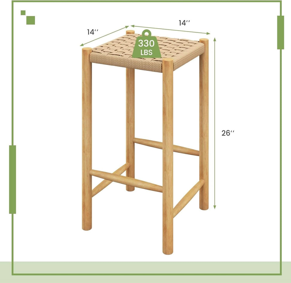 26 Inch Counter Height Wood Bar Stools Set of Two