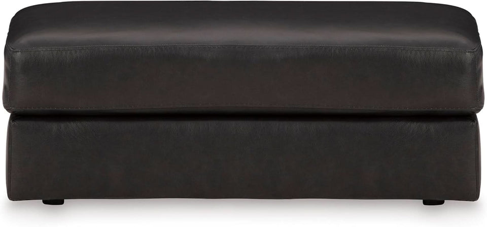 Contemporary Black Cushioned Rectangular Ottoman Finish