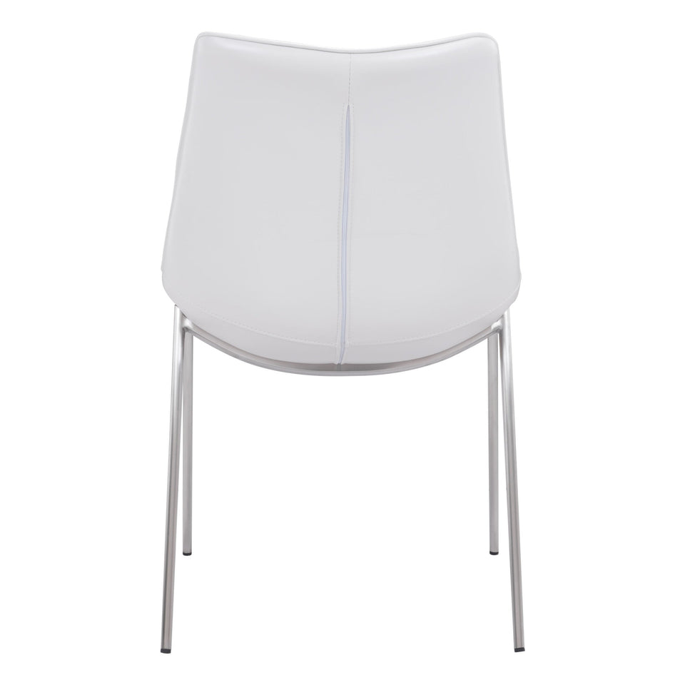 Magnus Dining Chair (Set of 2) White & Silver