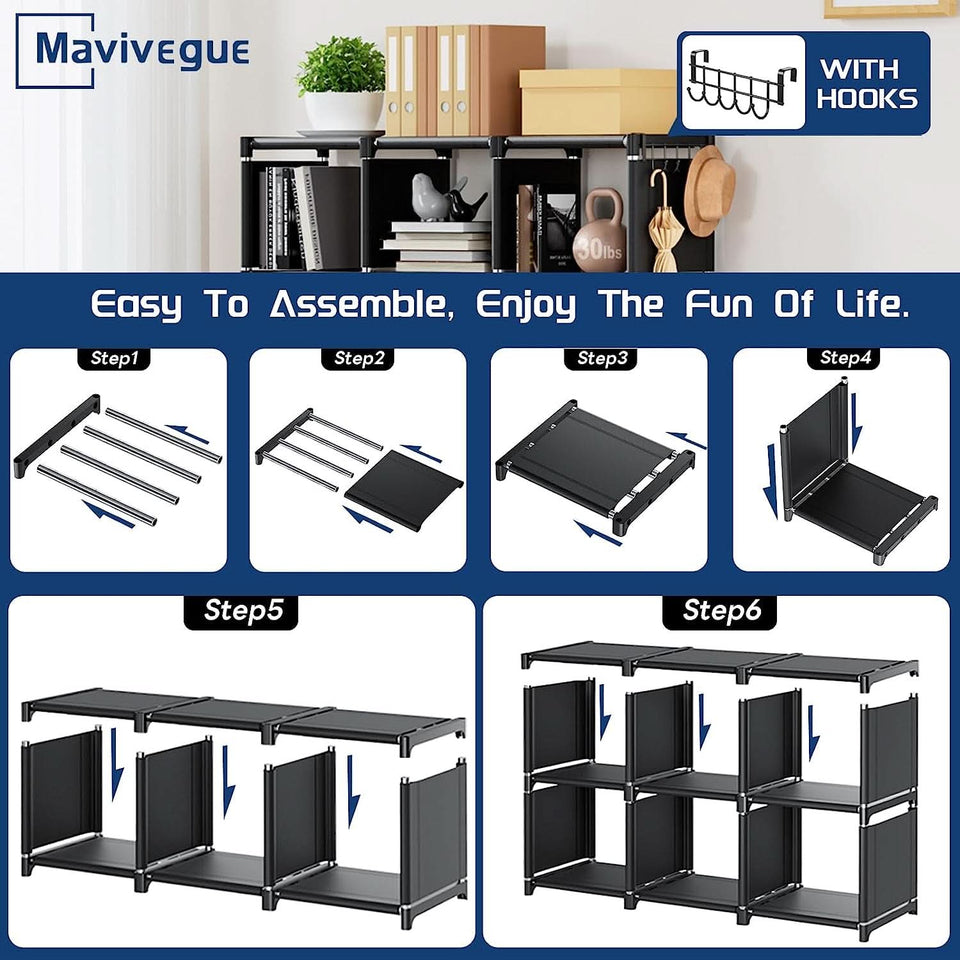 Black Twelve Cube Metal Bookcase System For Home Office