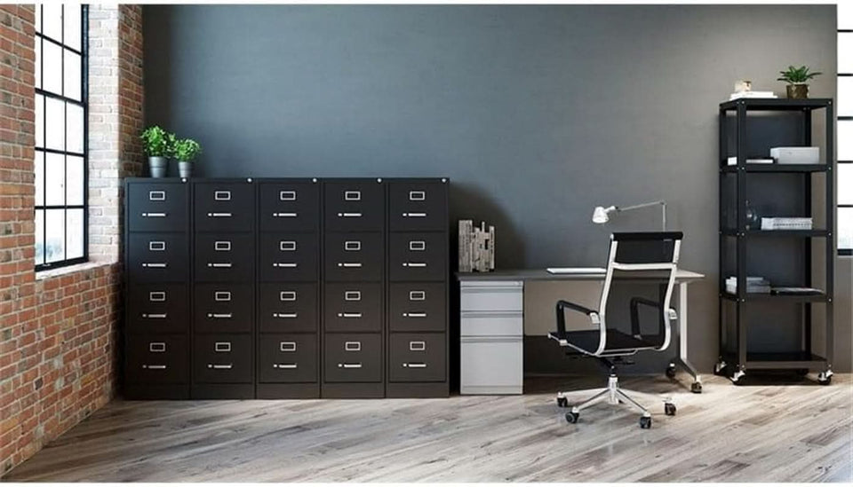 Hirsh 25 Deep 4 Drawer Vertical File Cabinet Black