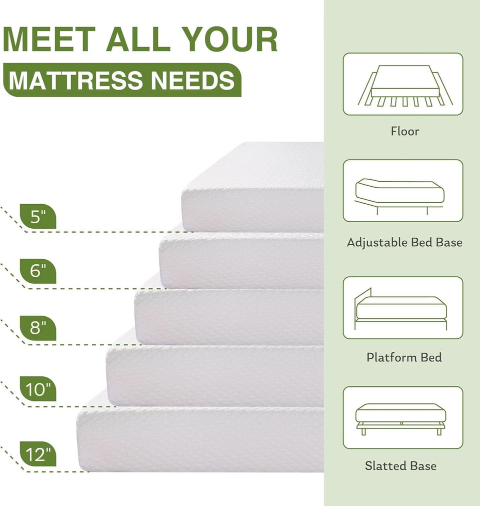 Twin 6 Inch Memory Foam Mattress Certipur US Certified