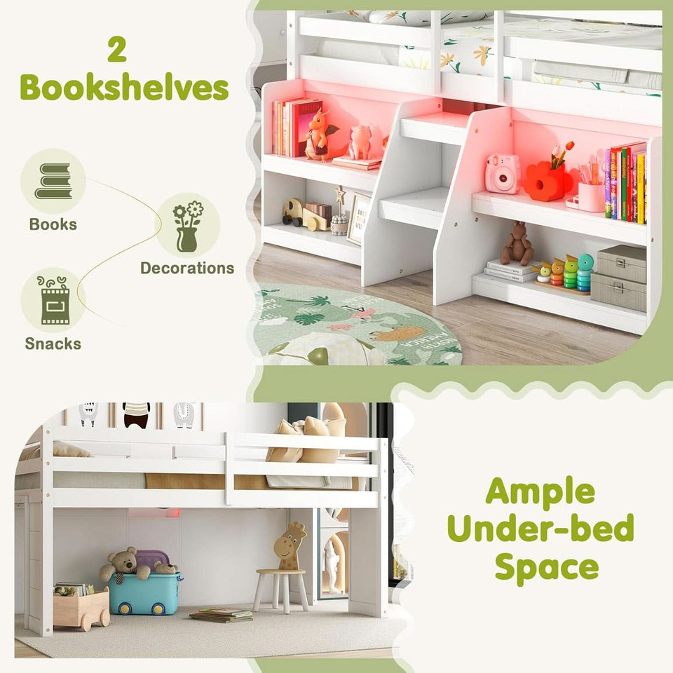Twin Loft Bed With LED Lights And Durable Build Quality