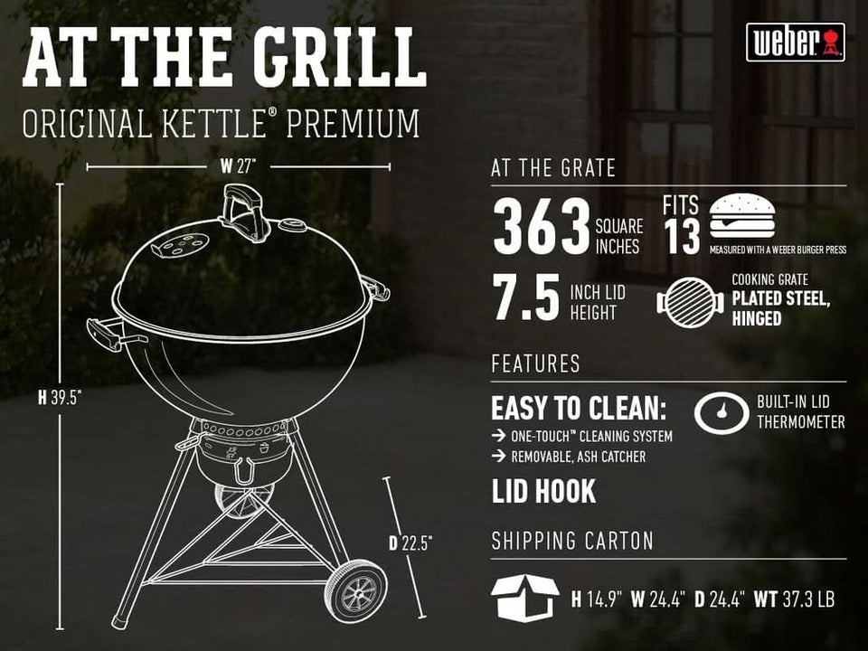 Original Kettle Premium 22 Inch Charcoal Grill Black