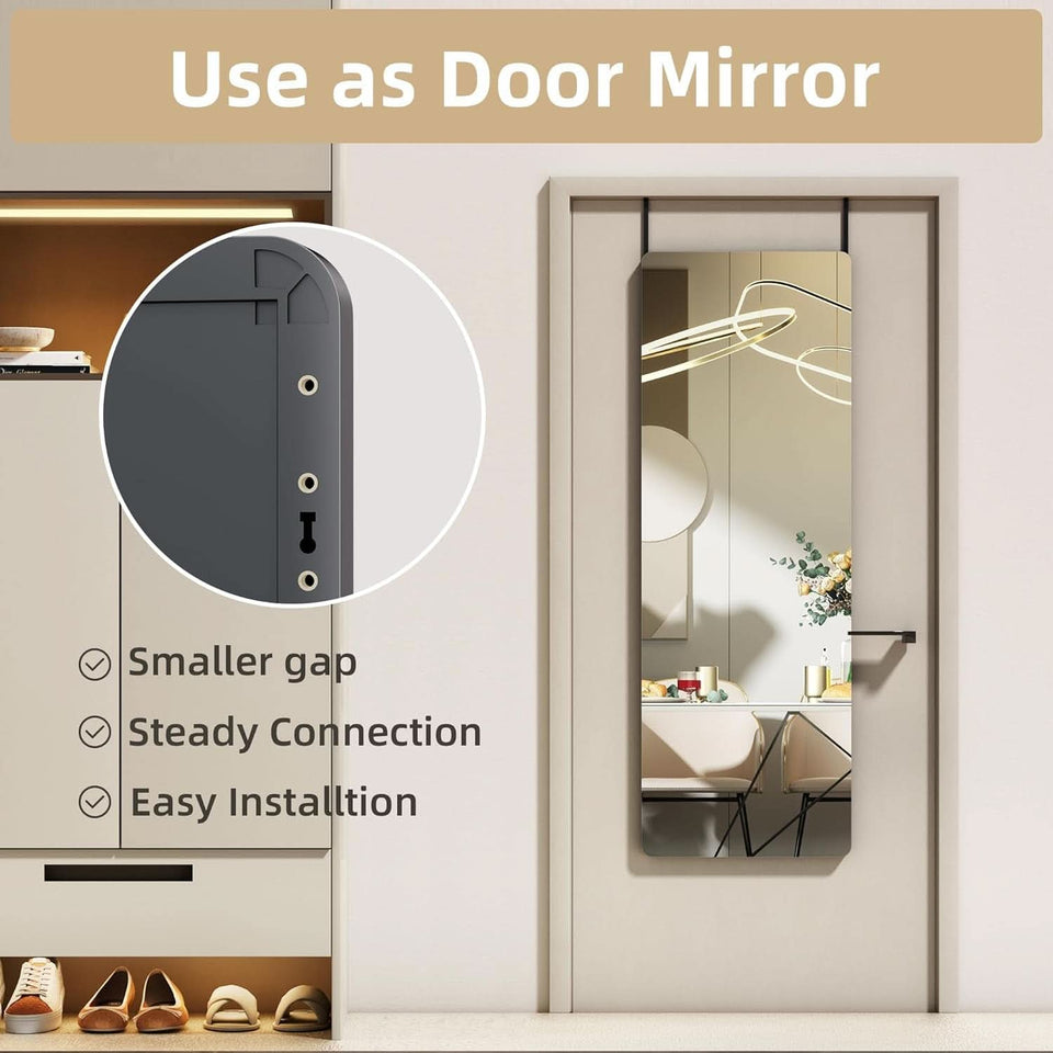 Door Mirror Full Length 47-Inch By 16-Inch Over Door Black