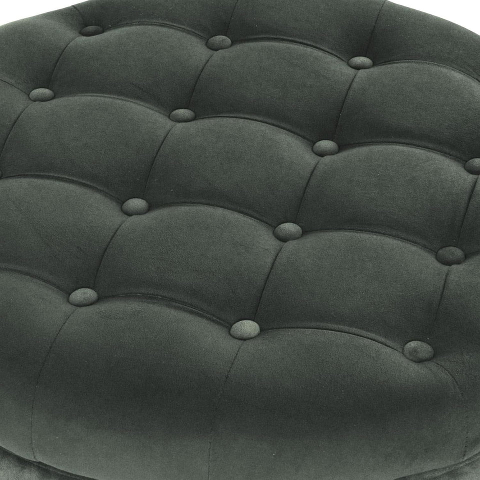 Handcrafted Loden Green Velvet Storage Ottoman 28In