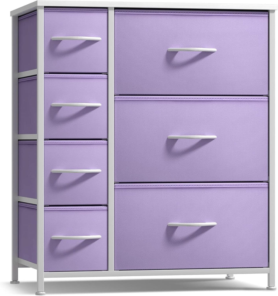 7 Drawer Dresser In Pastel Purple For Kids Clothes Storage