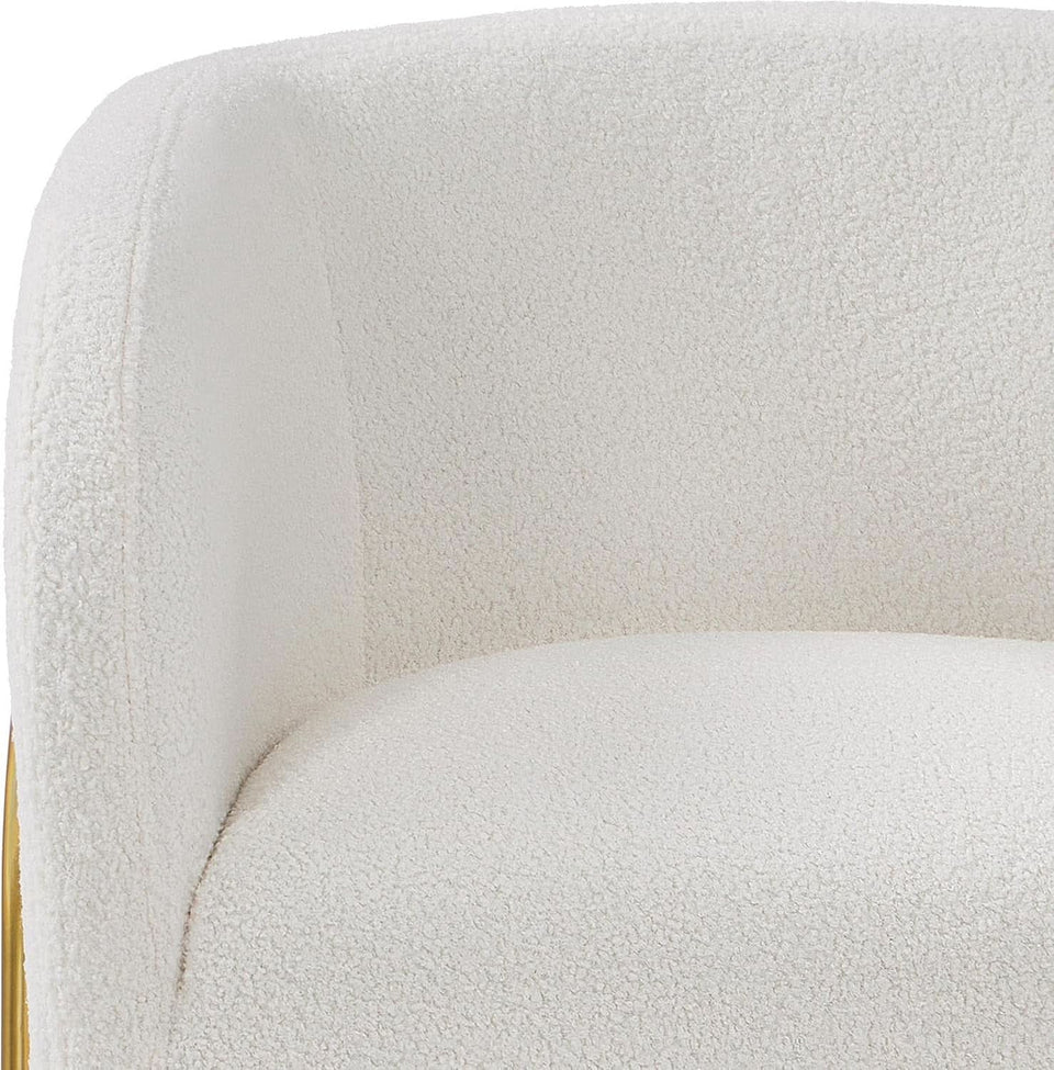 Ivory Boucle Accent Chairs Set Of 2 With Gold Legs