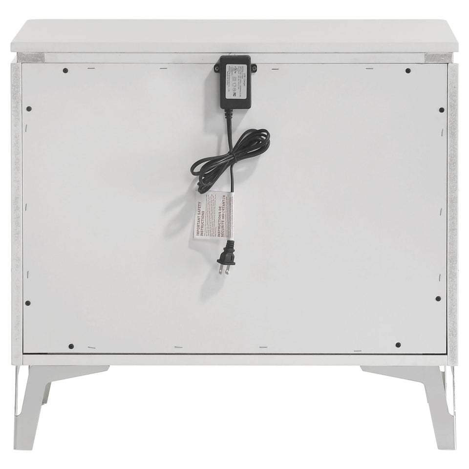 Cassia 2-drawer Nightstand Bedside Table White High Gloss
