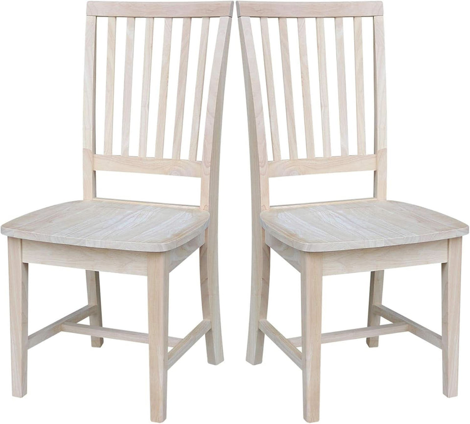 Mission Side Dining Chairs Set Of 2 Solid Parawood Unfinished 39.2 Inch Height
