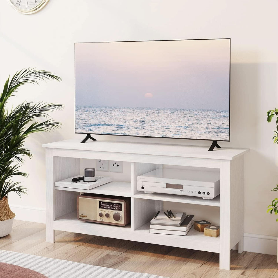 43 Inch White Mid Century Modern TV Stand For 50 Inch TVs