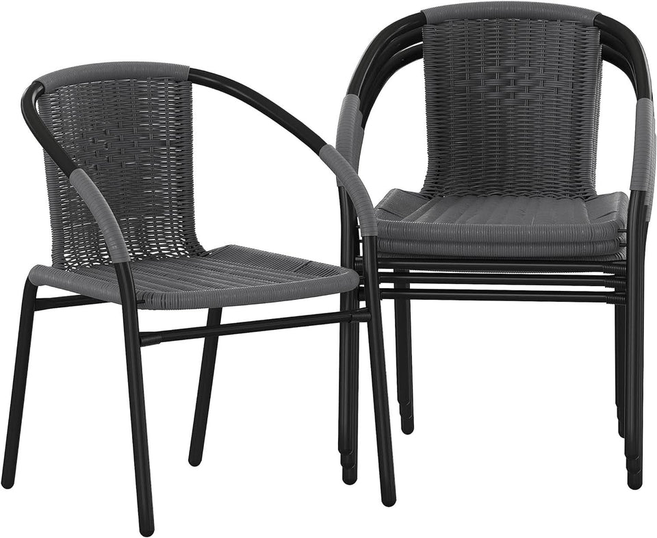 Modern Stackable Rattan Dining Chairs Set for Outdoor