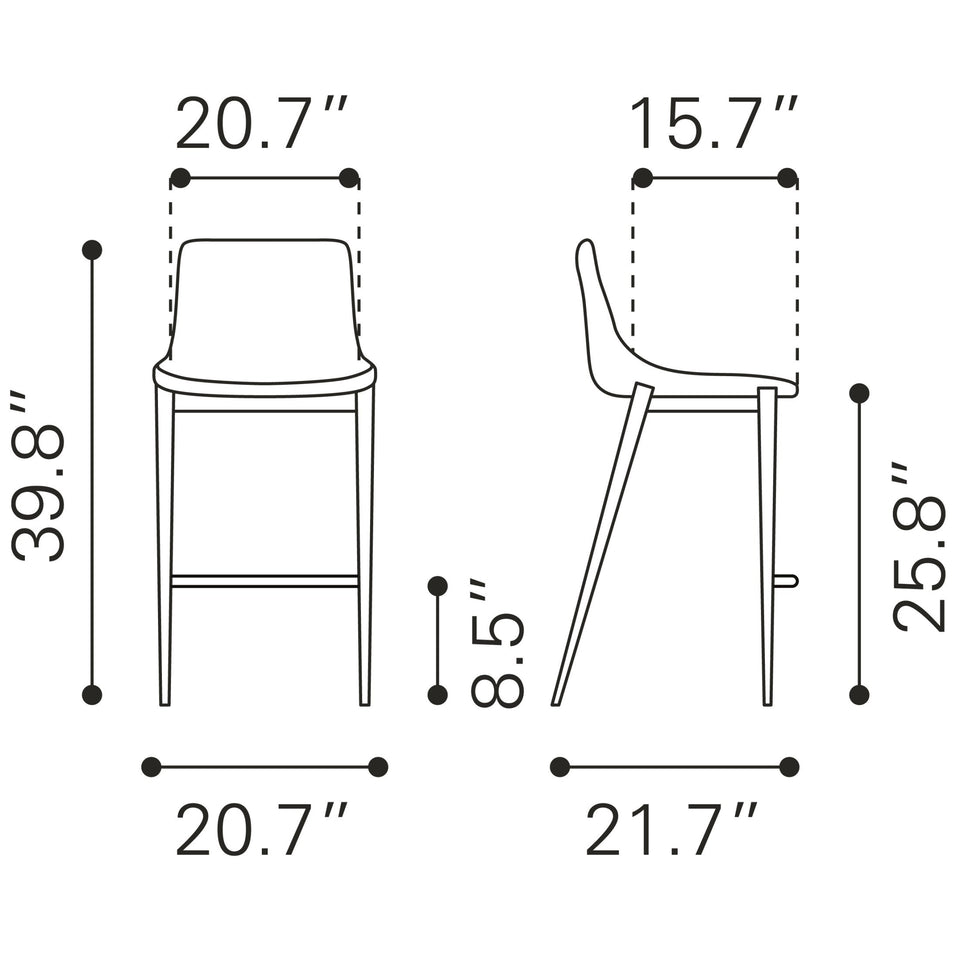 Magnus Counter Stool (Set of 2) Dark Gray & Black