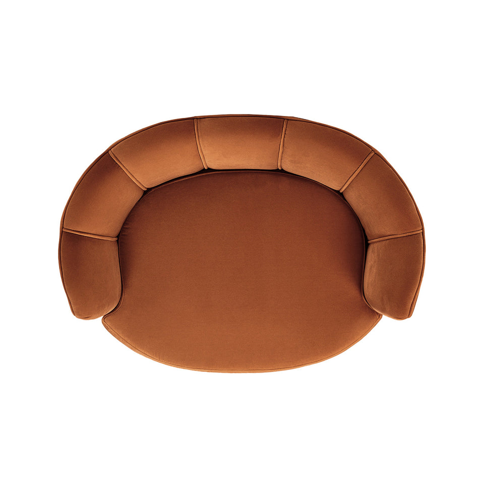 Clara Scalloped Pet Sofa Bed with Velvet Upholstery - Medium, Burnt