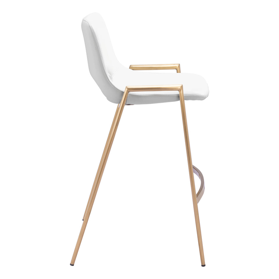 Desi Counter Stool (Set of 2) White & Gold