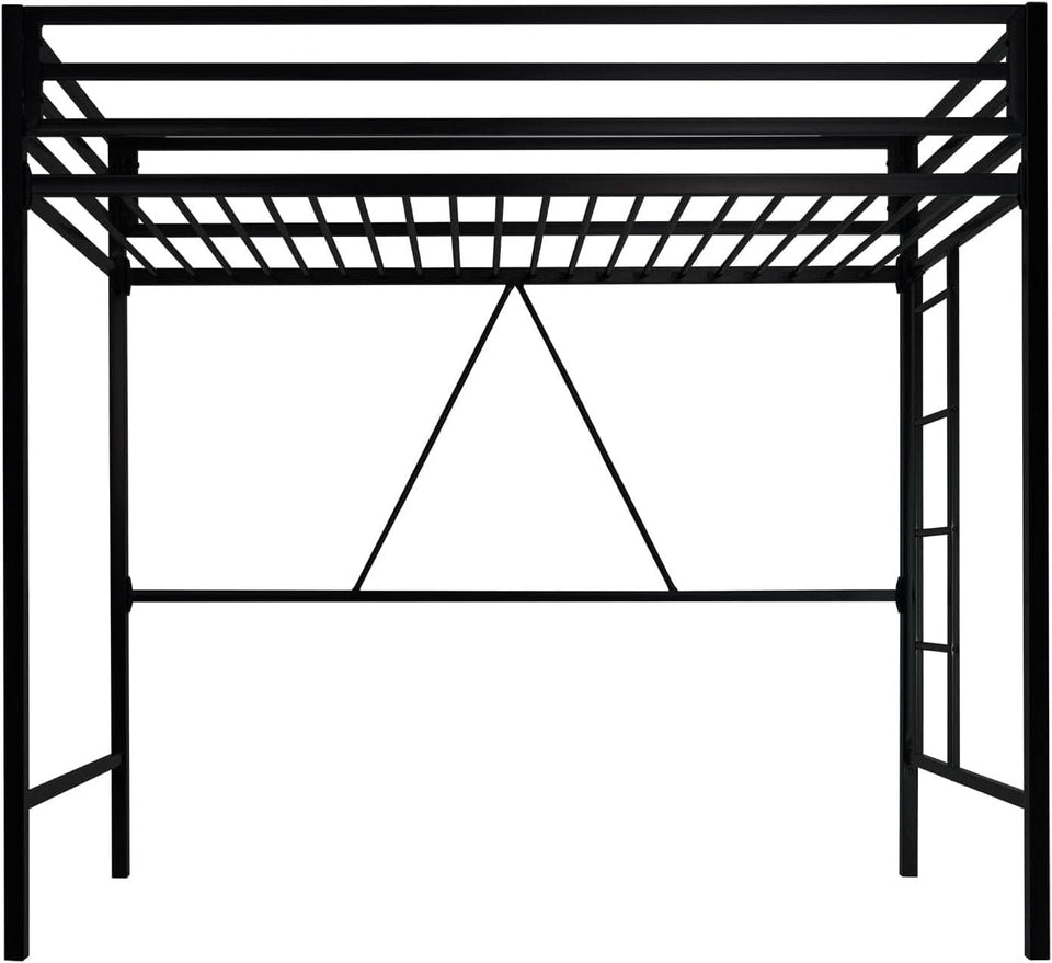 Loft Bed Twin Size Black With Ladder And Guardrail
