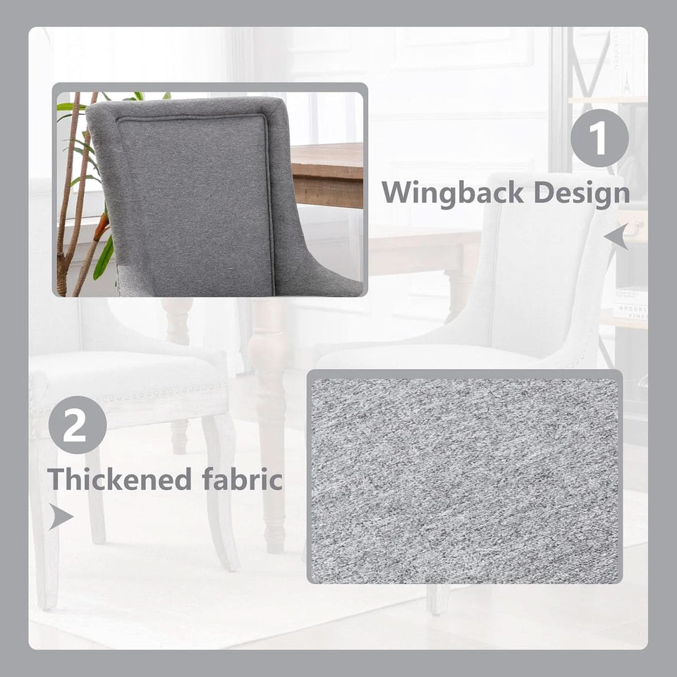 Grey High Back Dining Chairs Set Of 2 For Kitchen Use