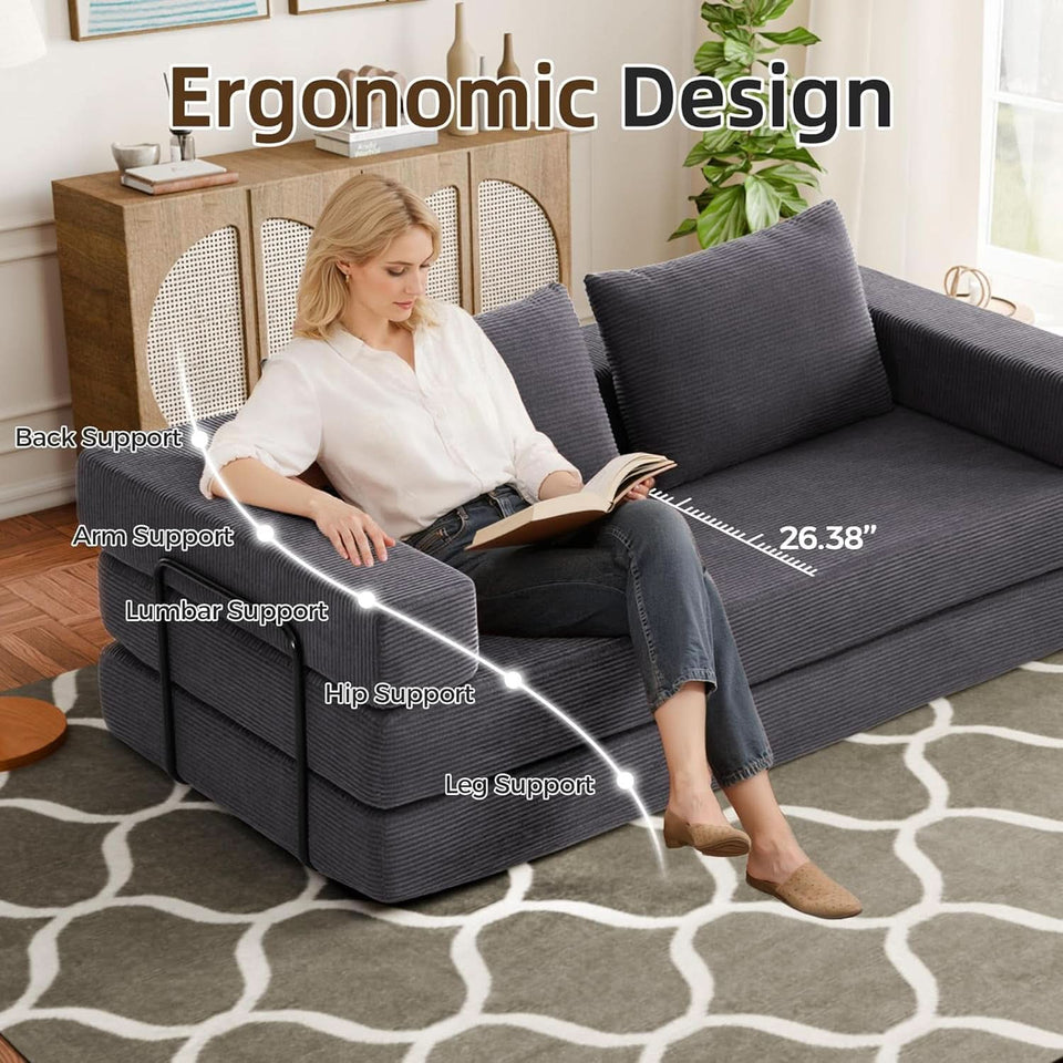 Corduroy Four In One Transformational Sleeper Sofabed