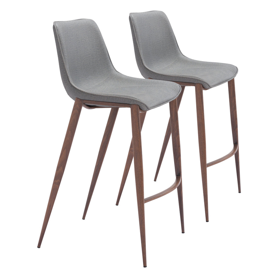 Magnus Barstool (Set of 2) Slate Gray & Walnut
