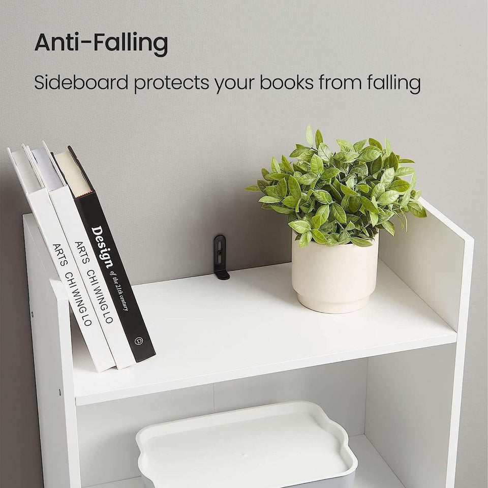 White 6-Tier Bookshelf Anti Tip Design For Home Office