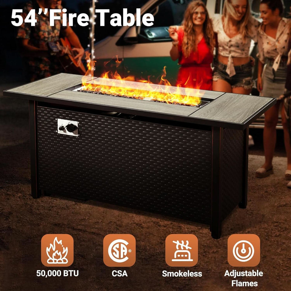 10 Piece Outdoor Patio Furniture Set with Fire Pit