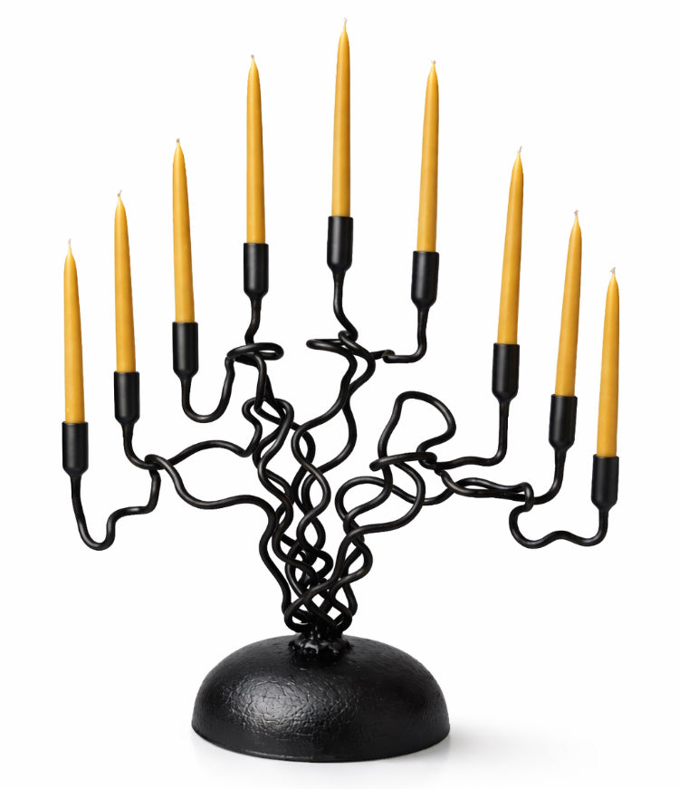 Tree of Light Menorah – Sculptural Hand-Forged Iron Candle Holder