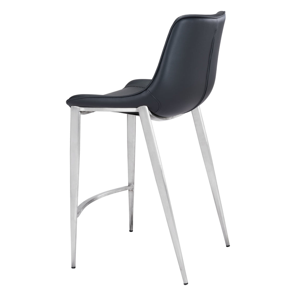 Magnus Counter Stool (Set of 2) Black & Silver
