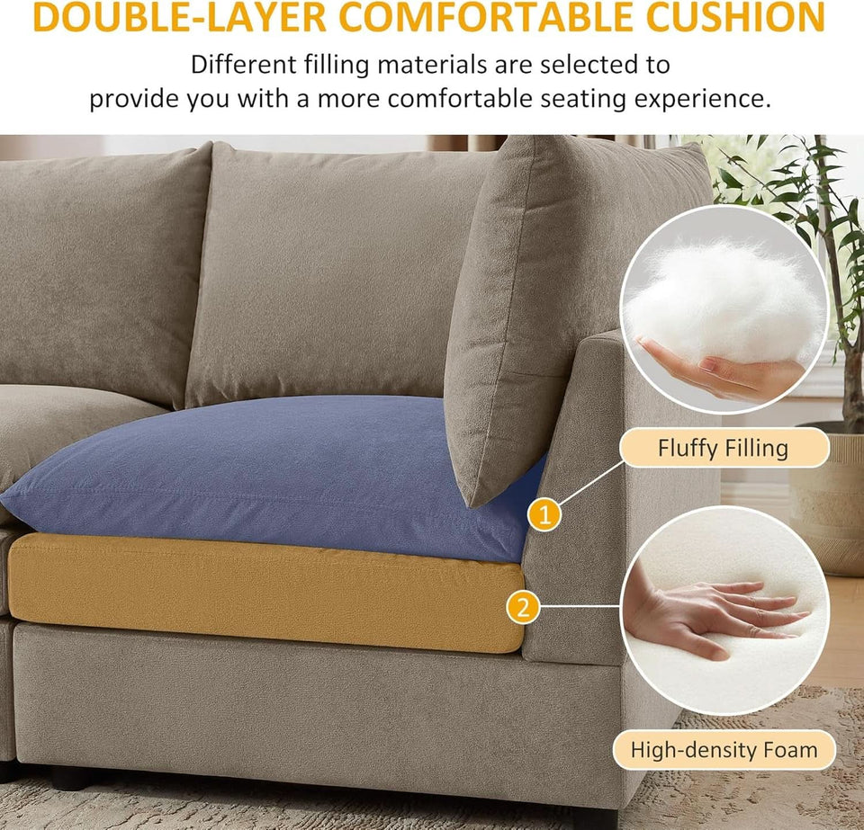 127 Inch Taupe Contemporary Modular Sectional Sofa
