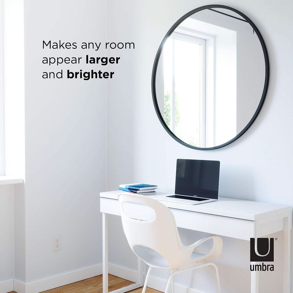 Round Rubber Wall Mirror 37 Inch Diameter With Protective Rubber Frame