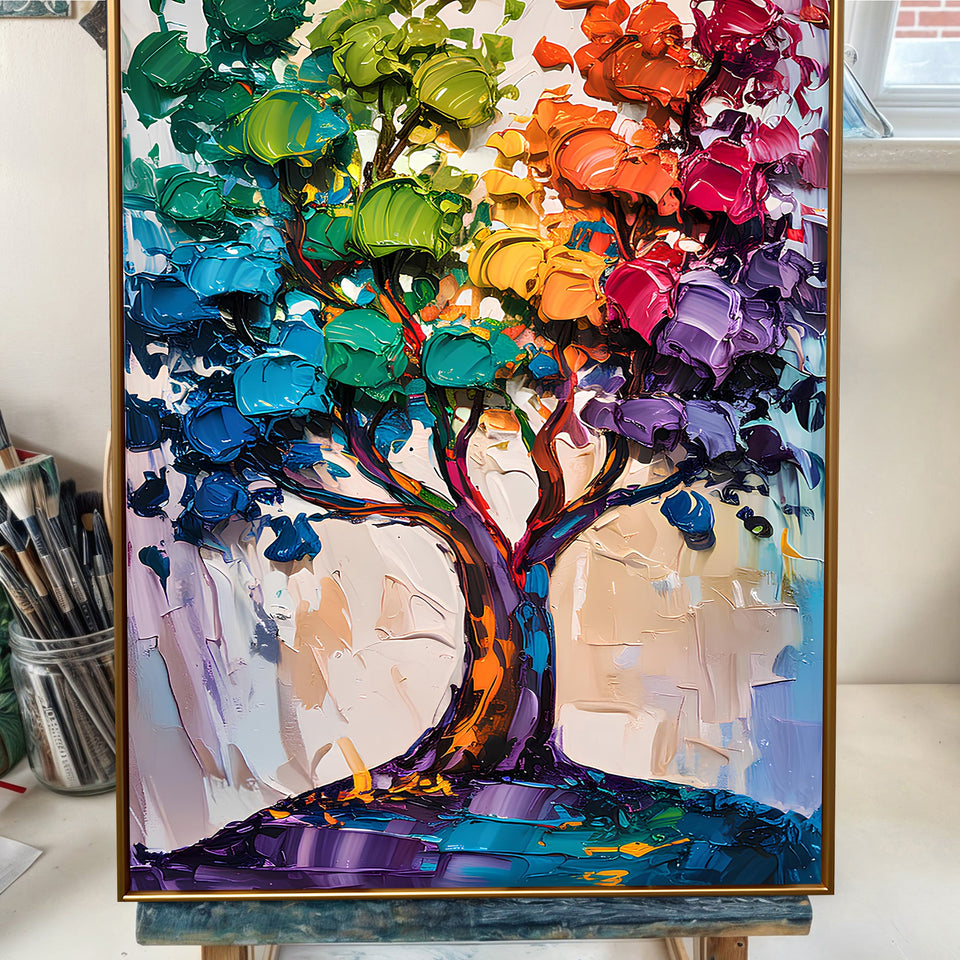Rainbow Tree Abstract Wall Art
