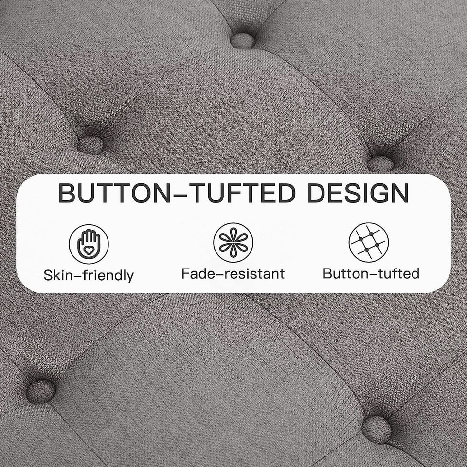 Grey Tufted Storage Ottoman Square For Living Room