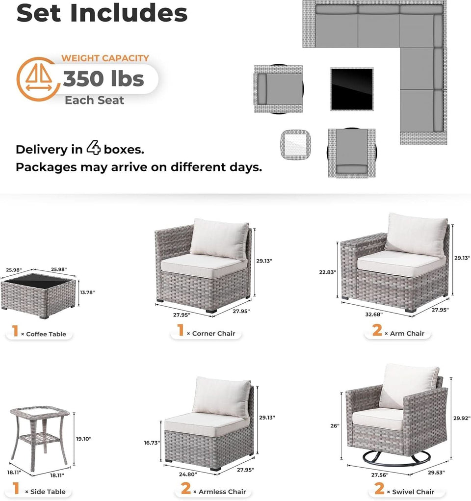 Modern Modular Outdoor Wicker Sectional Sofa Set