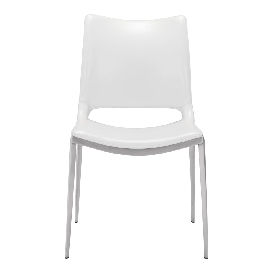 Ace Dining Chair (Set of 2) White & Silver