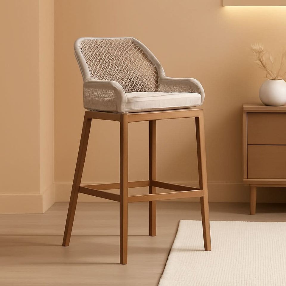 Counter Height Rattan Bar Stools Set Of 4 Outdoor Patio
