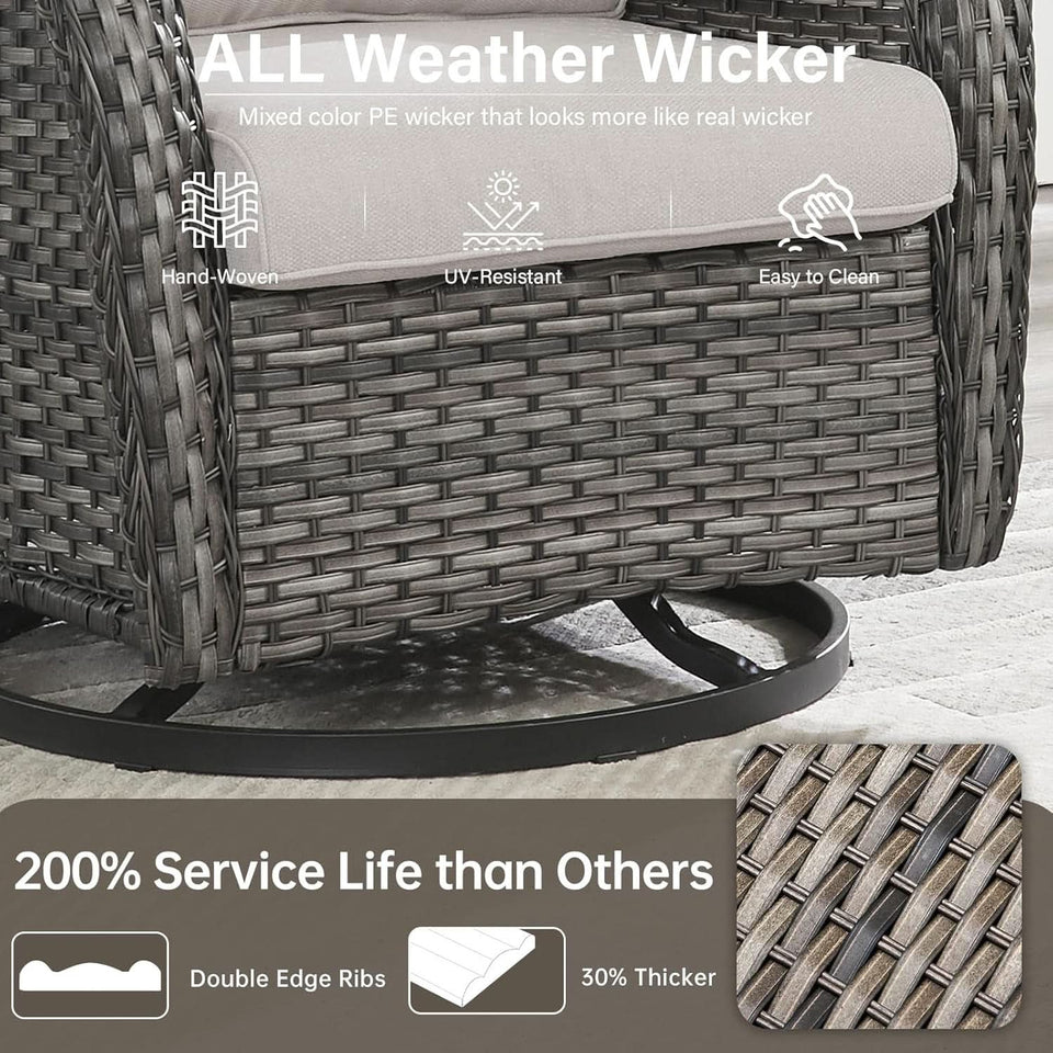 Swivel Rocker Patio Chairs Set with Cozy Coffee Table