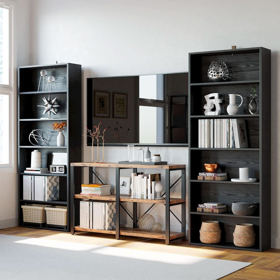 Floor Standing Walnut Finish Bookcase 6 Tier 70 Inches
